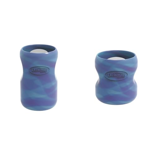 Image of Dr. Brown's Options+ Wide-Neck Glass Bottle Sleeve, 100% Silicone, Glow-in-the-Dark, BPA-Free, 5 oz + 9 oz, 2-Pack