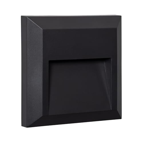 LEDKIA LIGHTING Baliza Exterior LED Superficie Pared Cuadrado Negro Edulis 2700K Blanco Cálido