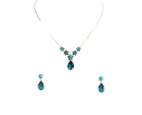 Image of Faship Gorgeous Rhinestone Crystal Floral Necklace Earrings Set