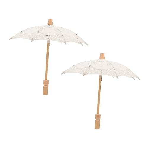 WOFASHPURET 2pcs Wedding Lace Umbrellas Vintage Bridal Parasol Elegant Photo Prop for Bride