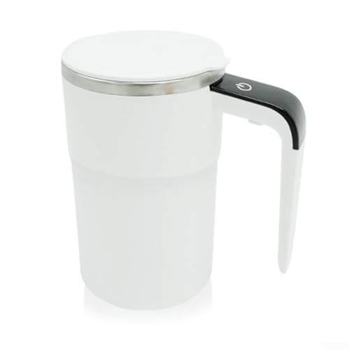 Jotekonoby Tazza da caffè automatica auto-mescolante, 380 ml, miscelatore elettrico ricaricabile, in acciaio inox, per frullati proteici, casa e ufficio (bianco)
