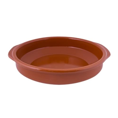 Plato de Cerámica 20 cm - Envio 24h - Cazuelas Rústica de Barro Refractario, Aptas para Cocina de Gas y Eléctrica, Microondas y Horno, Color Natural, Borde 5 cm (1 ud, 20)