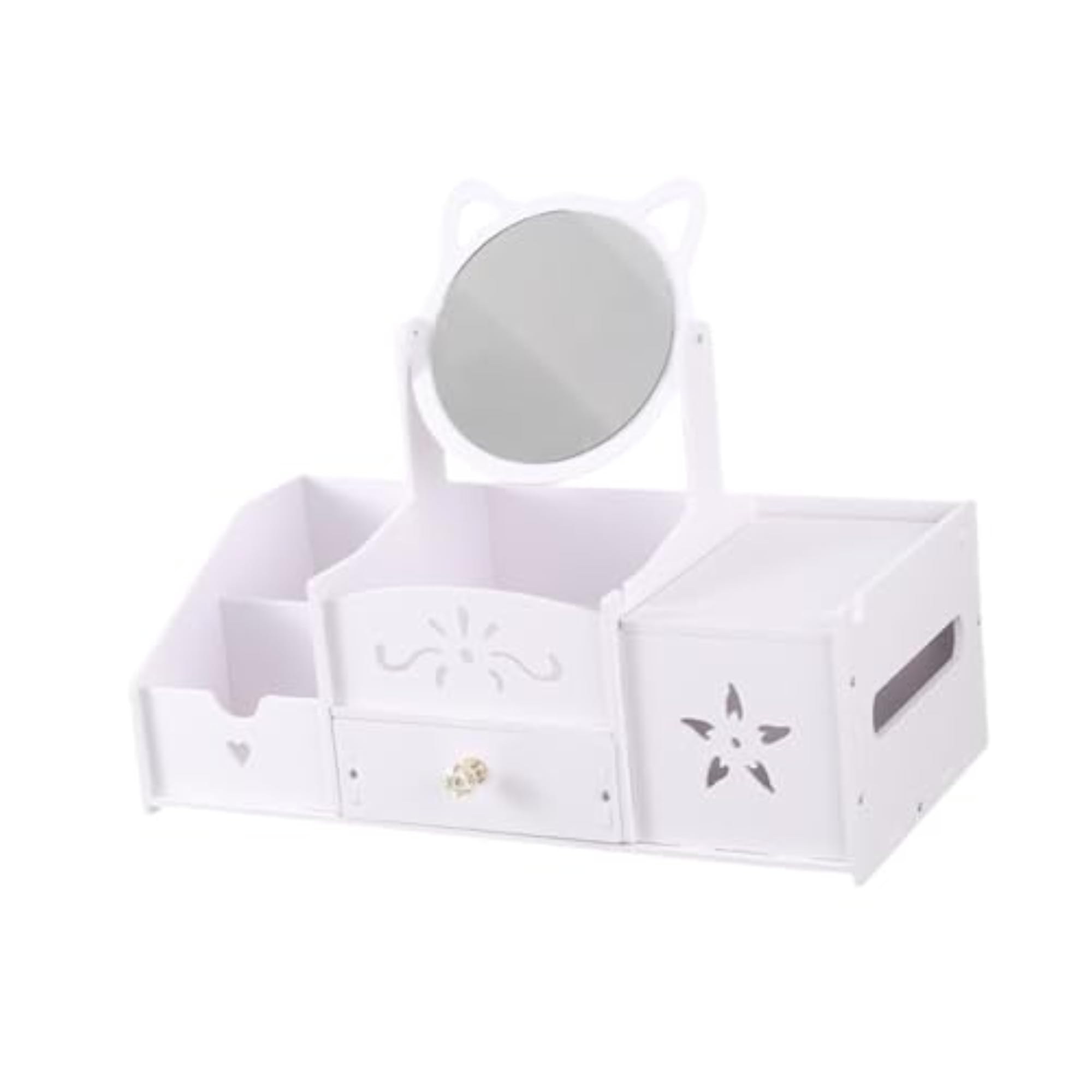 Round Mirror Vanity Organizer for Dresser Countertop
