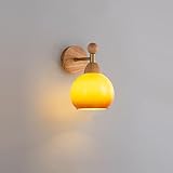 HYHJYMG lámpara de Mediados de Siglo Madera de Madera Glass Baño Batio de tocador Luz de luz Iluminación de Pasillo de Globo de Naranja Lámpara de Pared rústica de Granja Vintage para la Sala de