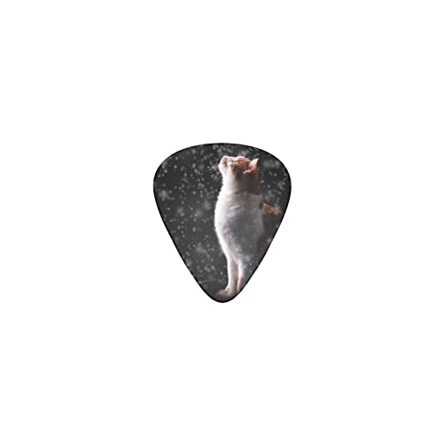 雪を見上げる猫 デザインギターピック guitar pick ティアドロップ型 エレキギター/アコースティックギター/クラシックギター/ベース等の練習に最適な12枚セット