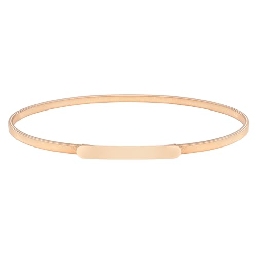JASGOOD Women Skinny Stretch Metal Waist Belt Gold Elastic Metal Chain Waist Belt for Ladies Dress