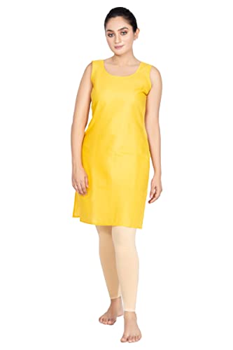 Image of Women's Cotton Long Camisole for Kurti /Suit Slip /Long Inner /Samij for Women Sameej /Knee Length Inner Wear /Sameez /Kurti Slip /Round Neck /Invisible