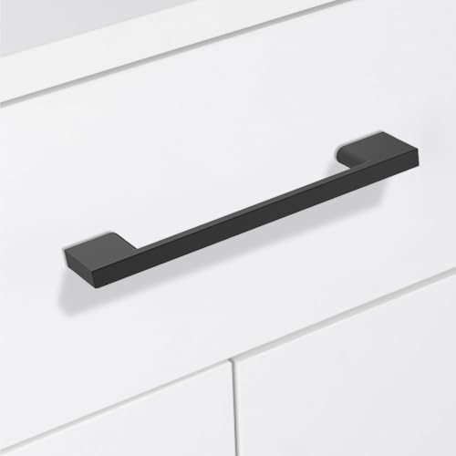 Image of 10 Pack 5 Inch(128mm) Cabinet Pulls Matte Black Kitchen Cabinet Handles Zinc Alloy Drawer Pulls Solid Cabinet Hardware
