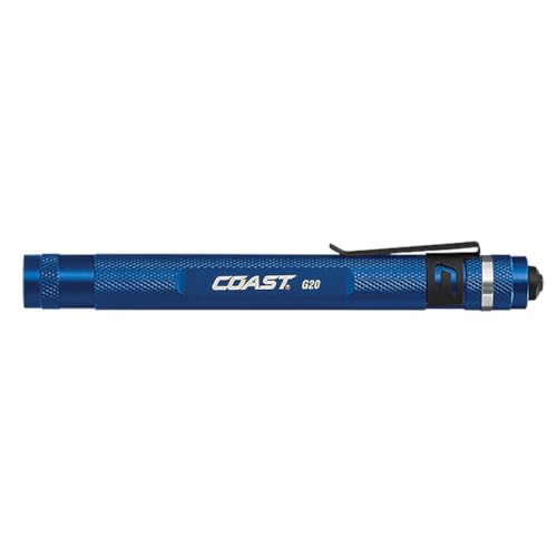 COAST® G20 Inspection Beam LED Penlight with Adjustable Pocket Clip and Consistent Edge-To-Edge Brightness, Blue, 54 lumens