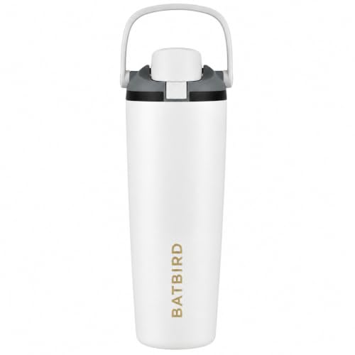 Image of FreeSip Gym Water Bottle 30oz with Built-in Straw & Chug Spout, Leak Proof Lock Lid, Carry Handle Travel Bottle for Fitness Workout Training Sports and Car Cup Holder (Ice White, 900 ml)