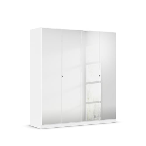 Rauch Möbel Reflect, Drehtürenschrank, Kleiderschrank, Schrank mit Spiegel, Garderobe, 4-türig, 4 Spiegeltüren, inkl. Stoffkisten und weiterem Zubehör, Farbe Alpinweiß, 181x197x54cm Rauch Möbel Reflect, Drehtürenschrank, Kleiderschrank, Schrank mit Spiegel, Garderobe, 4-türig, 4 Spiegeltüren, inkl. Stoffkisten und weiterem Zubehör, Farbe Alpinweiß, 181x197x54cm