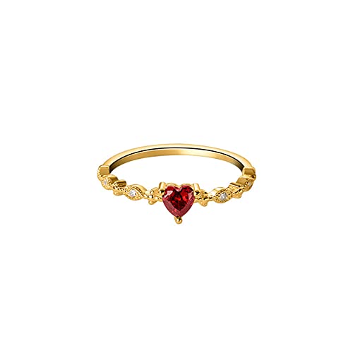 Bague d'amour diamant rouge en argent S925 avec anneau réglable pour femme