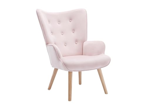 Vente-unique - Fauteuil en Velours Rose VATELY - Scandinave