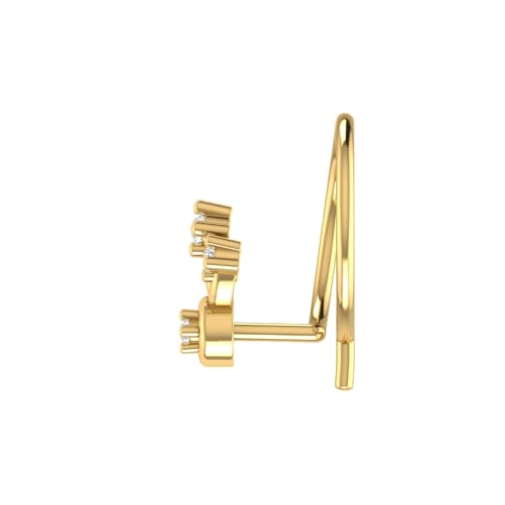 Women's 14Kt Yellow Gold Stud Nosering, Elegant
