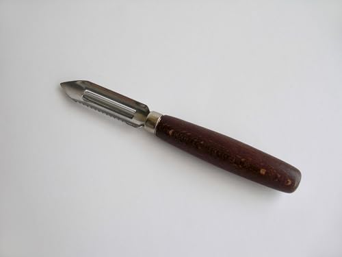 Tredoni EI1 2.8 Inch Vegetable Peeler Scraper & Core Extractor - Potato/Carrot/Apple Peeler - Wooden Handle thumb #1