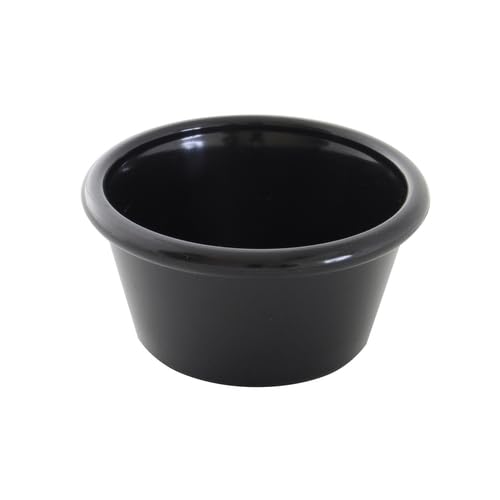 FSE PL539BL1 Ramekin, 6 oz., 3-7/8" Dia., Round, Smooth, Dishwasher Safe, BPA Free, Plastic, Black, Pack of 12