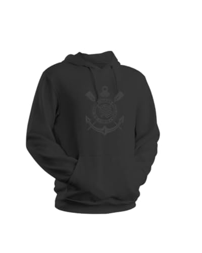 blusa moletom corinthians all black unissex (BR, Alfa, M, Regular, Regular, preto)