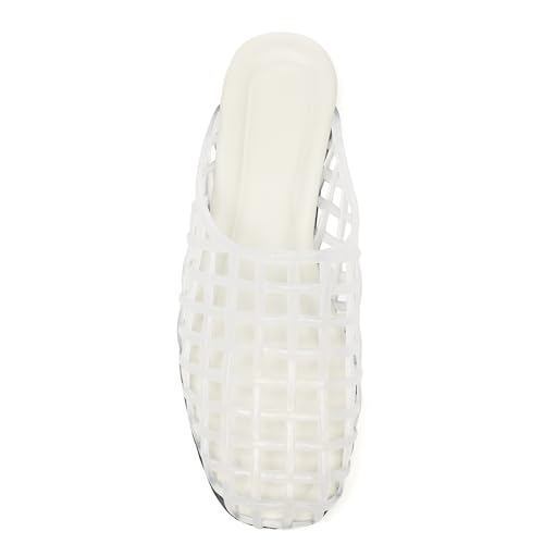 Clear Jelly Shoes for Women Slip on Jelly Mesh Slides Comfortable Closed Toe Flats Sandals Summer Beach Slippers.