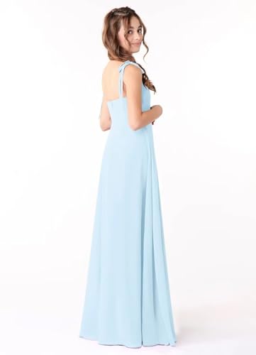 Chiffon Junior Bridesmaid Dresses 2025 Spaghetti Straps Bow A line Flower Girl Dress OE112