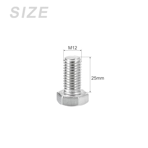 Image of METALLIXITY Hex Head Screws Bolts, Nuts, Flat & Lock Washers Kits (M12-1.75x25mm) 4 Set, Stainless Steel Fully Threaded Machine Screws Bolt Set - for Home Appliance Equipment