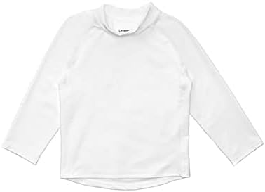 Leveret Long Sleeve Baby Boys Girls Rash Guard Sun Protected UPF + 50 Kids & Toddler Swim Shirt (White, Size 4 Toddler)