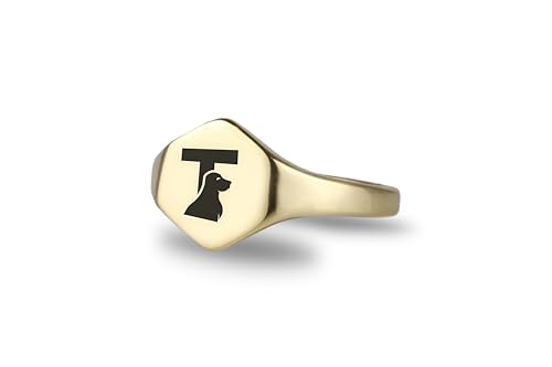 Bague pour chien personnalisée en or 14k - Bijou hexagonal commémoratif unisexe