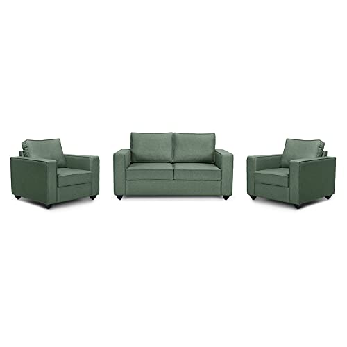 Image of Wakefit Sofa Set | 3 Year Warranty | Sofa 4 Seater, 4 Seater Sofa for Living Room, Wooden Sofa Set, Sofa Set 2+1+1 Seater - Napper(Omega : Green)