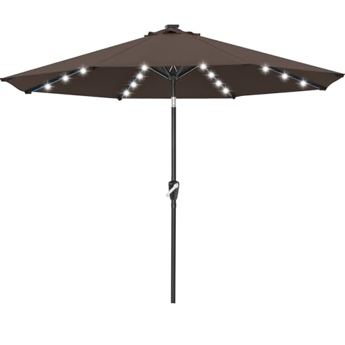 Image of ABCCANOPY 10FT Durable Solar Led Patio Umbrellas with 32LED Lights (Brown)