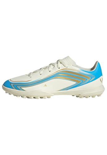 adidas Unisex niños F50 Messi Club Turf Football Kids Shoes, Ivory/Semi Blue Burst/Icey Blue, 28 1/2 EU