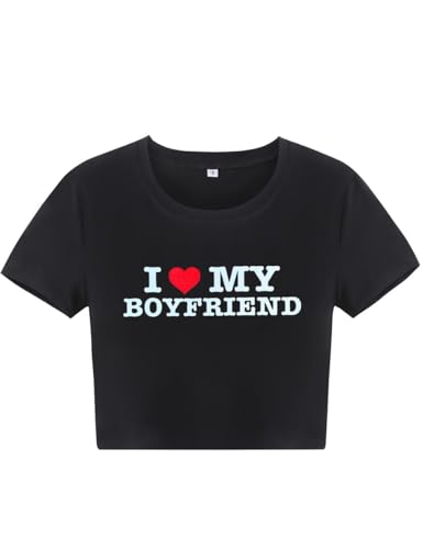 I Love My Boyfriend Crop Tshirt for Women2