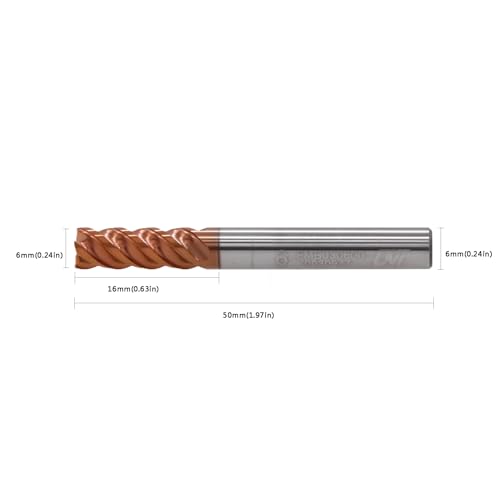 Image of Carbide Square End Mill 4 Flute HRC65 for Milling Tool Steel, Alloy Steel, Mold Steel etc (1, 6mm /0.24in)