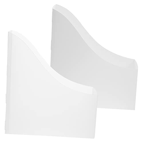 SEWACC 2Pcs Desktop Document Storage Rack Modern File Organizer for Office Accessories Plastic Folder Holder with Curved Design for Efficient Desk Organization