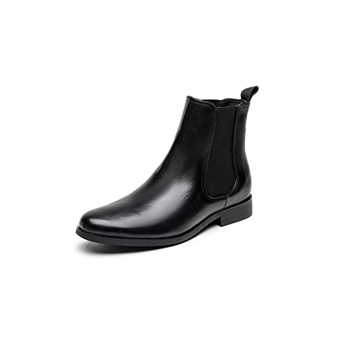 MEMON Women's Chelsea Boots Slip-on Fashion Low Heeled Booties for Women Casual Comfortable Black Ankle Booties Shoes