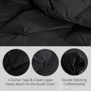 SNOWMAN Premium Down Comforter Queen Size, Luxurious All Season Duvet Insert with Cotton Blended Fabric, Pinch Pleat Design Hotel Bedding Comforter (Black,90"x90") - Image 5