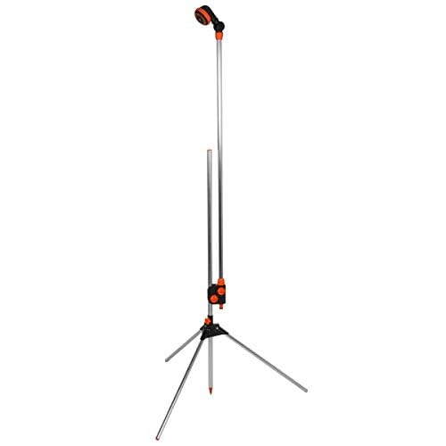 rg-vertrieb Gartendusche Alu 150-210cm mit Stativ – Mobile Pooldusche & Campingdusche höhenverstellbar, Gartenbrause 3 Funktionen, Außendusche mit Wasser-Regulierung