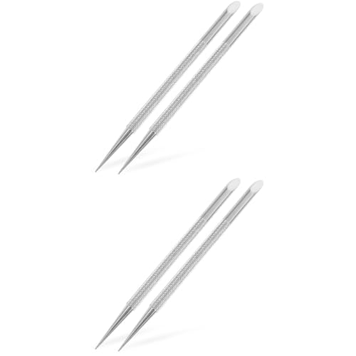 Outanaya 2sets Nail Art Tools Set of Cuticle Tools Pusher Remover and Trimmer Stainless Steel Cuticle Pusher 2pcs*2