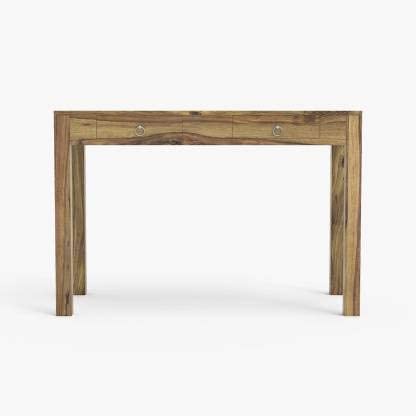 Image of Solid Sheesham Wood Study Writing Table with 2 Drawer, Computer Laptop Desk, Furniture for Study, Living Room, Hall, Home, Office Areas
