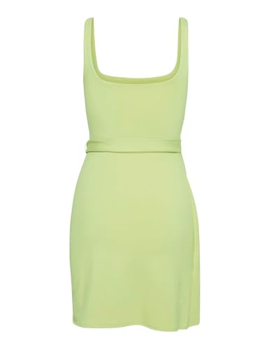 Image of LuFeng Summer Sexy Square Neck Sleeveless Ruched Tie Waist Mini Dress for Women Party Club Tank Dress