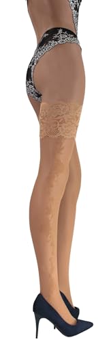 Medias rose patrón 20 denier y blonda de encaje de 13 cm para vestidos de noche