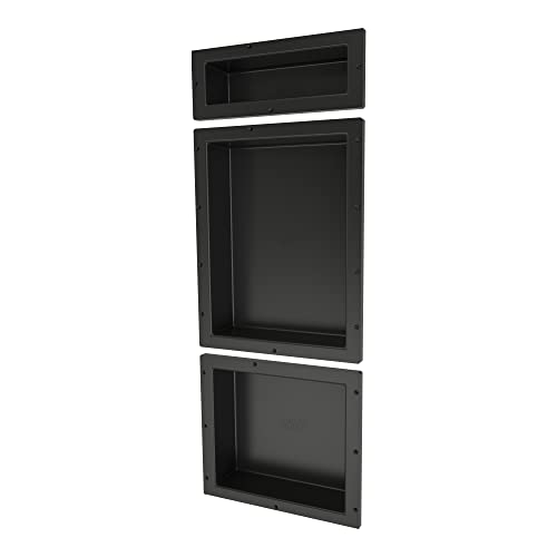 Redi Niche Triple Niche Recessed Shower Shelf- Black, Three Inner Shelves, 16-Inch Width x 40-Inch Height x 4-Inch Depth