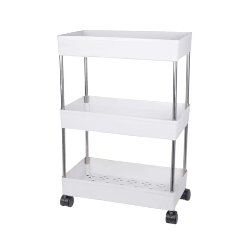 Plastic Trolley with Dish Rack for Kitchen Fruit Vegetable 3 Layer Storage Basket Modern Organizer Stackable Shelf Cart ...