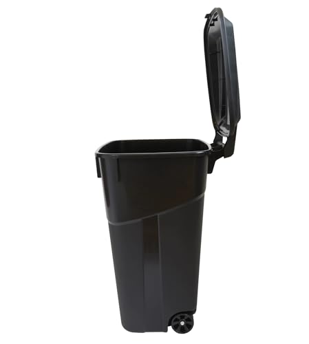 Caneca de basura plástica negra con ruedas 32 gal miniatura 6