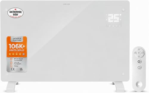 Devola 2000W Smart Electric Glass Panel Heater Wall Mounted & Freestanding