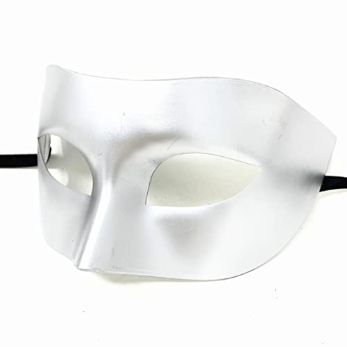 STORM BUY Masquerade Mask Mardi Gras Masks for Men Halloween Costume Burlesque Cosplay Steampunk Venetian Party Mask (Plain Silver)