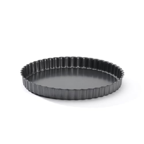 De Buyer - Moule à tarte cannelé rond à fond amovible - Diamètre 24 cm -, Noir