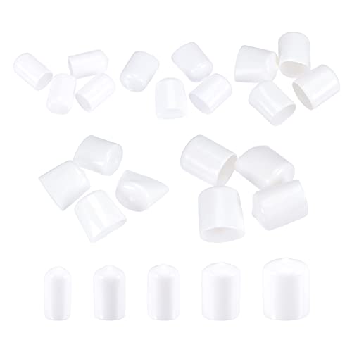 Image of MECCANIXITY Round End Caps Rubber Cover 48pcs 9 /32 inch 3 /8 inch 1 /2 inch 13 /16 inch 7 /8 inch White Screw Protector for Screw Bolt Pipe