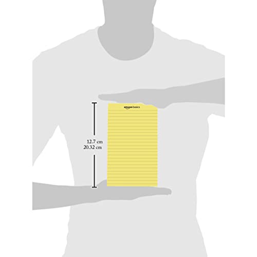 Image of AmazonBasics Wide Ruled 5x 8 - Inch 50-Sheet Lined Writing Note Pad, Pink | White | Blue | Yellow - Pack of 12