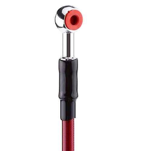 AUTOZOCO - Manguera de aceite de freno M10 universal para moto - latiguillos metalicos - manguito metalico para frenos - recubierto por teflón color plateado - 45 cm (Rojo)