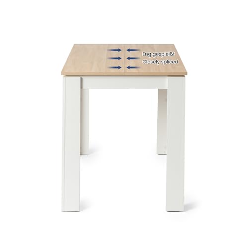 FURNITABLE Esstisch, Esszimmertisch Holztisch für Küche, Minimalistisches Design, Esstisch für 4, 120x70x75cm, Eiche und Weiß
