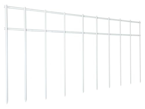 Adavin White Animal Barrier, 10 Pack 20 in(L) X10 in(H) No Dig Fence, Dog Digging Fence Barrier Rabbit Fence Protector, Galvanized Steel Stakes 2 inch Spike Spacing, Outdoor Yard Patio.Total 17 Ft(L)